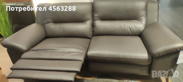 Комплект от триместен и двуместен диван от кафява естествена кожа, снимка 4 - Дивани и мека мебел - 51351352
