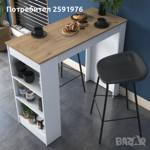 Бар маса Puzzle-home 2345, 3 рафта, Орех - бял, Бърза доставка, снимка 1