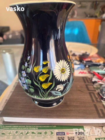 Кобалт Стара ваза, снимка 3 - Антикварни и старинни предмети - 53987069