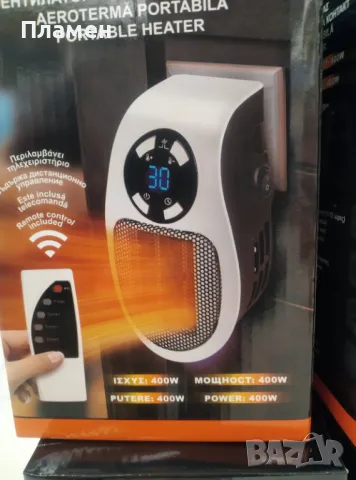 Вентилаторна Печка за контакт 400W 19x11x12 см. С таймер и скорости, снимка 5 - Отоплителни печки - 48317881