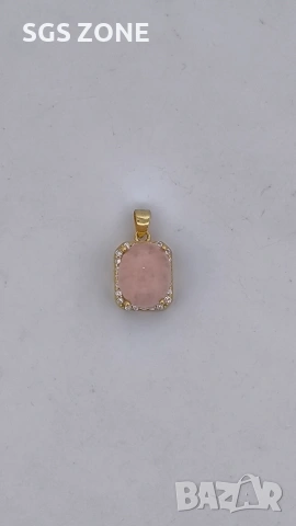 Висулка, изработена от сребро 925 проба, позлатена с морганит от Тайланд, снимка 4 - Колиета, медальони, синджири - 53373837