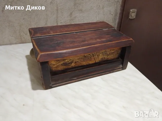 Винтидж дървена масивна кутия около 3 кг с месингови дръжки вечна 36х 22х13 см, снимка 2 - Антикварни и старинни предмети - 55725905