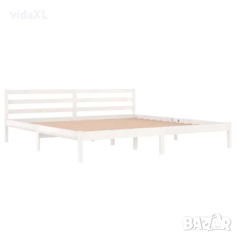 vidaXL Рамка за легло, бор масив, 200x200 см, бяла, снимка 3 - Спални и легла - 56148063