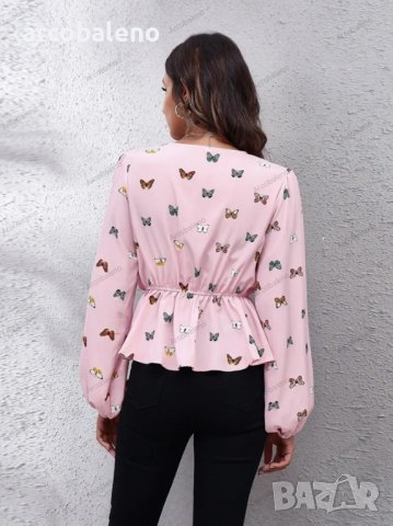 Дамска шифонена риза с карирана флорална щампа с V-образно деколте, 4цвята - 023, снимка 7 - Ризи - 39712876