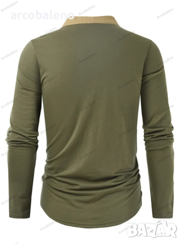 Мъжка тактическа тениска с дълъг ръкав с цип с цветни блокчета и яка Henley, 5цвята , снимка 4 - Тениски - 44624157
