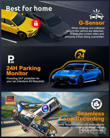 Видеорегистратор за автомобили, преден и заден, 5GHz ,WiFi, снимка 5 - Аксесоари и консумативи - 51591827