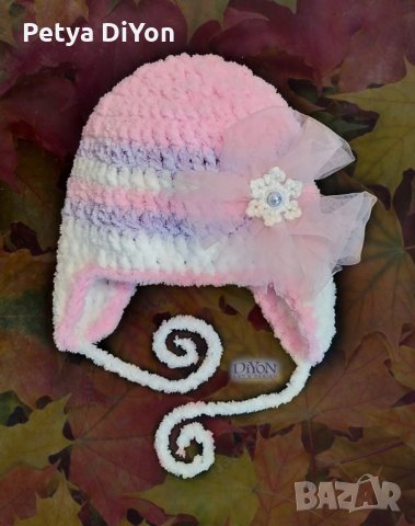 Детски зимни ръчно плетени шапки, снимка 3 - Шапки, шалове и ръкавици - 30784283