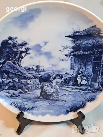 холандска декоративна порцеланова чиния за стена Delft 32/4, снимка 2 - Декорация за дома - 53159251