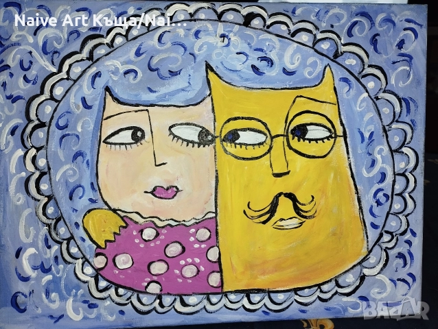 Картина платно маслени бои акрилни бои размер ш.42 / в. 32 структурна паста , снимка 2 - Картини - 52671190