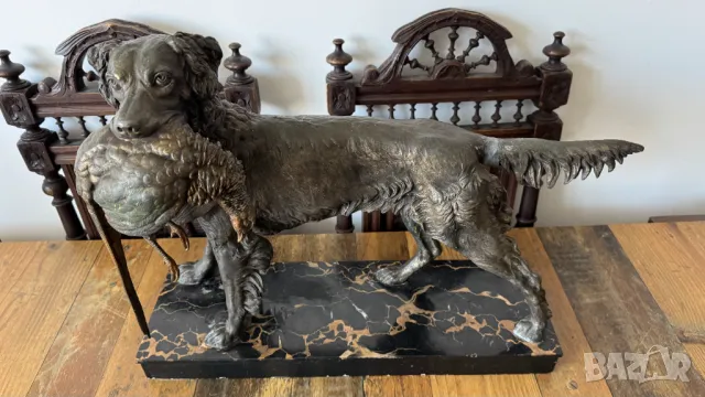 Френска статуетка на ловно куче, Jules Moigniez 1835-1894, снимка 5 - Антикварни и старинни предмети - 49820346