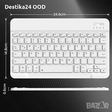 Ултра тънка Bluetooth клавиатура zoyu – безжична, презареждаема, QWERTZ, бяла, снимка 8 - Клавиатури и мишки - 56007466