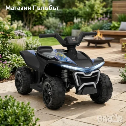 Детско акумулаторно ATV 6V 25W – Електрическо ATV с LED светлини за деца 1.5+ години, черно