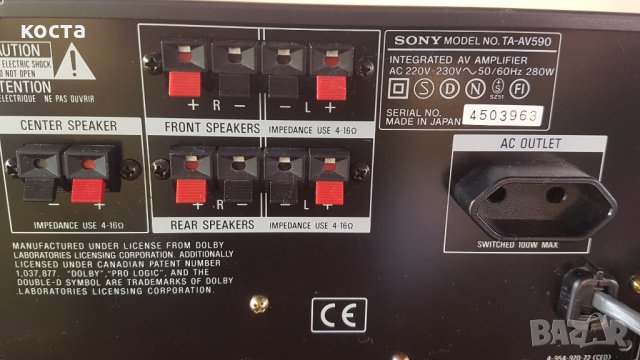 Sony TA-AV590, снимка 8 - Ресийвъри, усилватели, смесителни пултове - 31109515