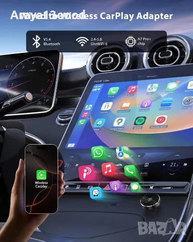 Безжичен CarPlay адаптер за iPhone – Wireless Apple CarPlay Dongle, снимка 4 - Аксесоари за Apple - 55911363