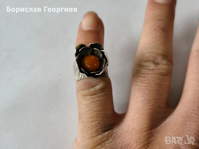 Стар сребърен пръстен цвете, снимка 5 - Пръстени - 53944969