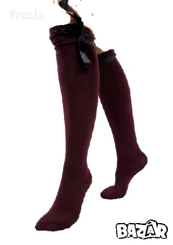 Дълги чорапи със сатенена панделка - различни цветове, снимка 1 - Дамски чорапи - 32093906