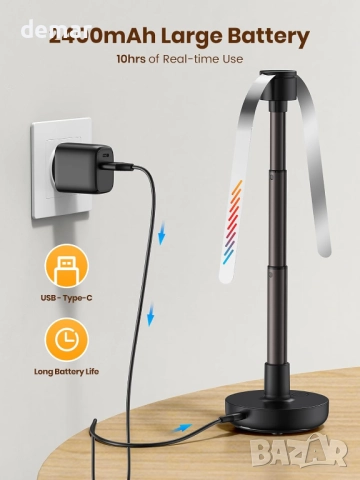 TOPK 3 броя акумулаторни вентилатори за маса, захранвани от USB, до 10 часа работа, снимка 4 - Други стоки за дома - 51720399