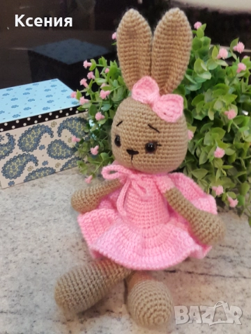Плетена играчка Зайче-балерина, ръчно изработени,прекрасен подарък, снимка 7 - Плюшени играчки - 51949444