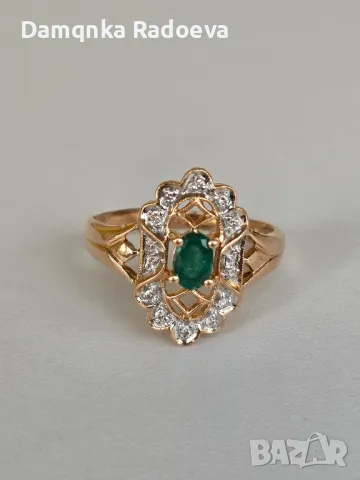 Руски златен пръстен с Брилианти 14 карата , снимка 9 - Пръстени - 49816167