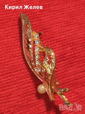 ИЗЯЩНА ФЛОРАЛНА РЕТРО АРТ СТИЛ ПОЗЛАТЕНА БРОШКА с ИСКРЯЩИ КРИСТАЛИ и ПЕРЛИЧКА 42076, снимка 9 - Други - 48734312