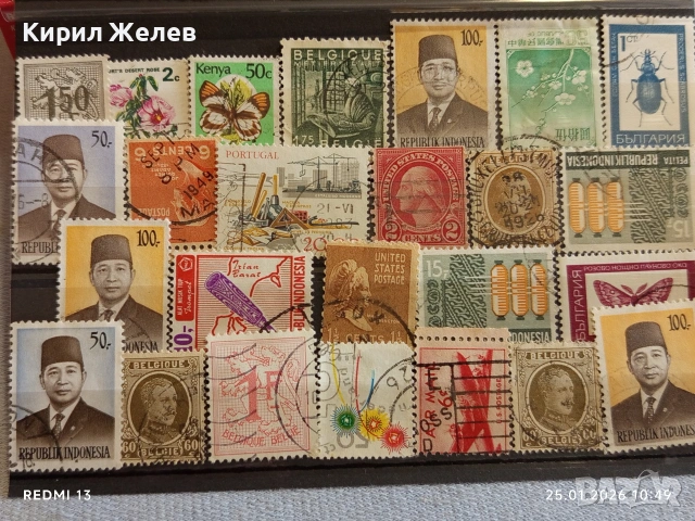 Стари пощенски марки от цял свят смесени ИНДОНЕЗИЯ, БЕЛГИЯ, АМЕРИКА за КОЛЕКЦИЯ 52016