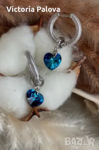 Обеци сърце красив цвят Германия, снимка 7 - Обеци - 49237007