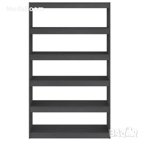 Библиотека/разделител за стая, сива, 100x30x167,5 см, бор масив , снимка 3 - Шкафове - 48759167