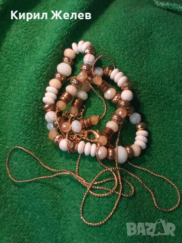 НЕЖНО ПОЗЛАТЕНО МЕДНО ВИНТИДЖ АРТ КОЛИЕ с ФАСЕТИРАНИ ПОЛУСКЪПОЦЕННИ КАМЪНИ 47416, снимка 10 - Колиета, медальони, синджири - 47285647