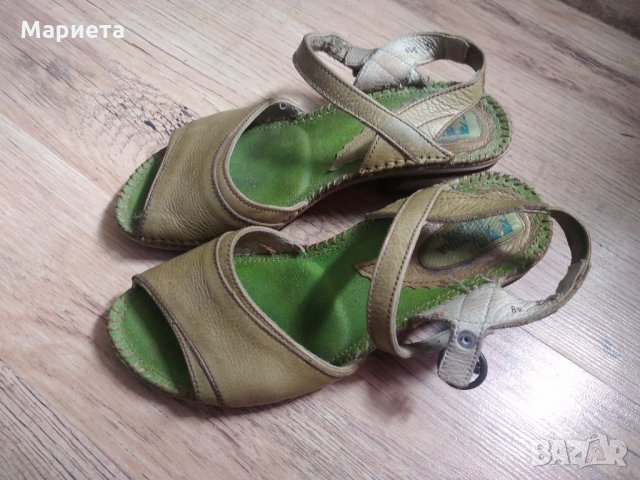 Сандали El Naturalista 38 Естествена кожа Зелени Дамски Обувки , снимка 3 - Сандали - 33749819