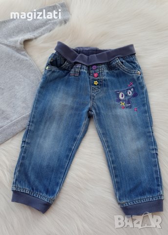 Дънки и блуза 9-12 месеца, снимка 3 - Панталони и долнища за бебе - 34286807