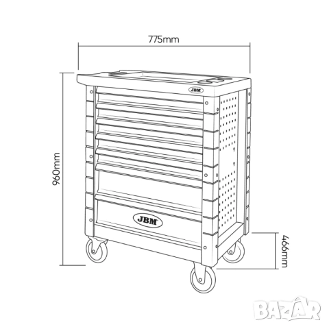 ИНСТРУМЕНТАЛНА КОЛИЧКА 7 чекмеджета / 172 части JBM 53904, снимка 6 - Части - 51907860
