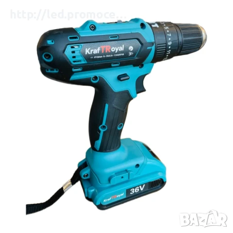 Акумулаторен Ударен Винтоверт Kraft Royal 36V с две батерии 8 Ah. + 25 части в куфар, снимка 3 - Винтоверти - 50477651