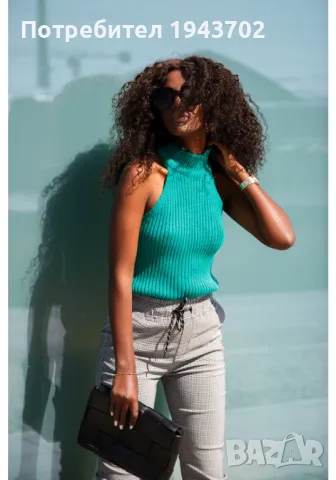 Плетен дамски потник в зелен цвят MP32822, снимка 4 - Потници - 48132226