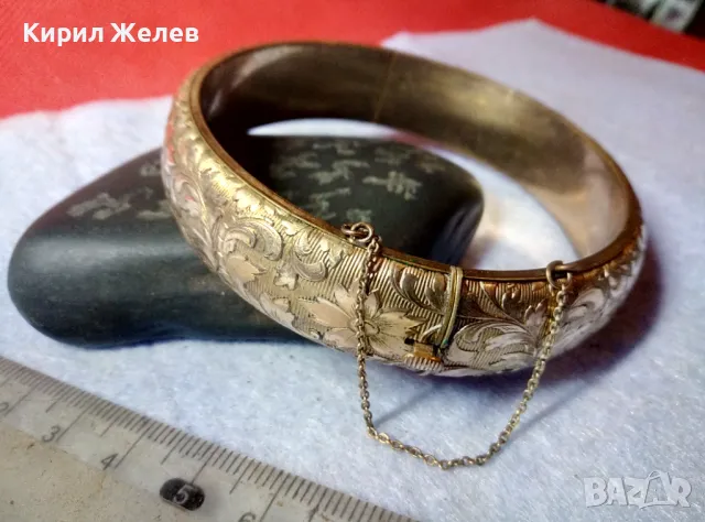 СТАРИННА ФЛОРАЛНО ОРНАМЕНТИРАНА МЕДНА ГРИВНА с МАРКИРАНА ДЕБЕЛА ПОЗЛАТА DOUBLE ЗЛАТНО ДУБЛЕ 49290, снимка 8 - Антикварни и старинни предмети - 48467636