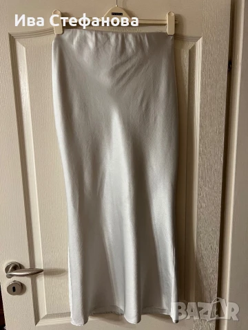  Нова дълга елегантна пола тип русалка сатен сатенена течно злато , снимка 3 - Поли - 50218250