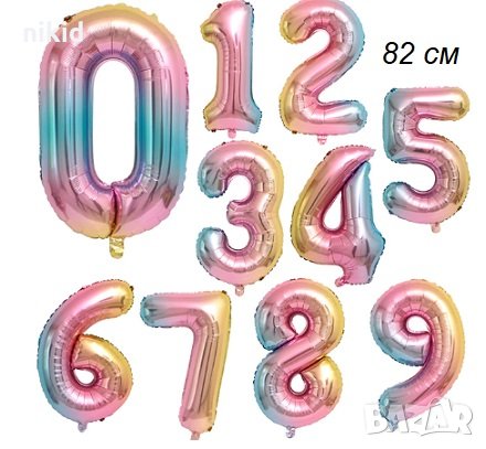 82 см 0-9 преливащ цвят цифра число години балон Рожден ден фолио фолиев за парти юбилей