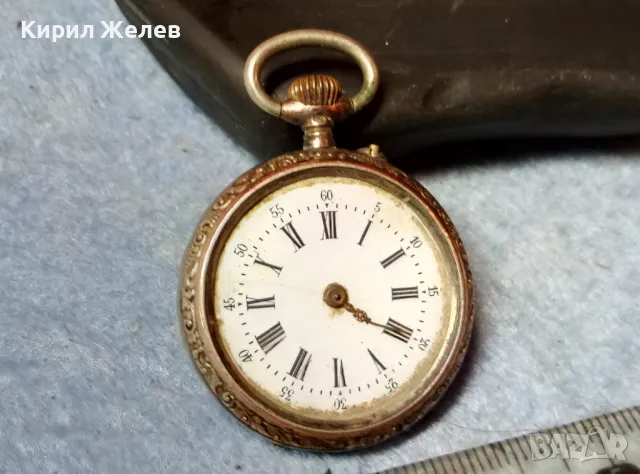 Стар ШВЕЙЦАРСКИ СРЕБЪРЕН ДЖОБЕН ЧАСОВНИК СРЕБРО 800 с ПОЗЛАТЕНА РЕТРО ОРНАМЕНТИКА 48847