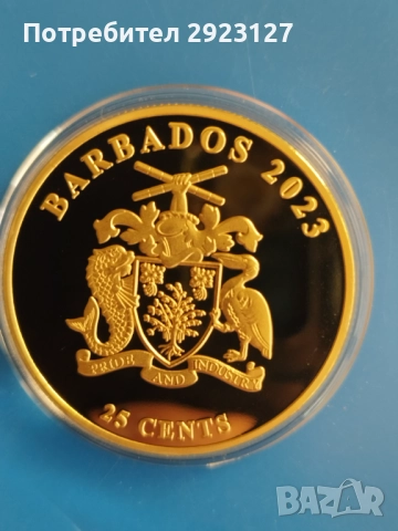 ‼ПОЗЛАТЕНА‼ 25 ЦЕНТА 2023 ГОДИНА - БАРБАДОС /виж описанието/, снимка 3 - Нумизматика и бонистика - 52002852