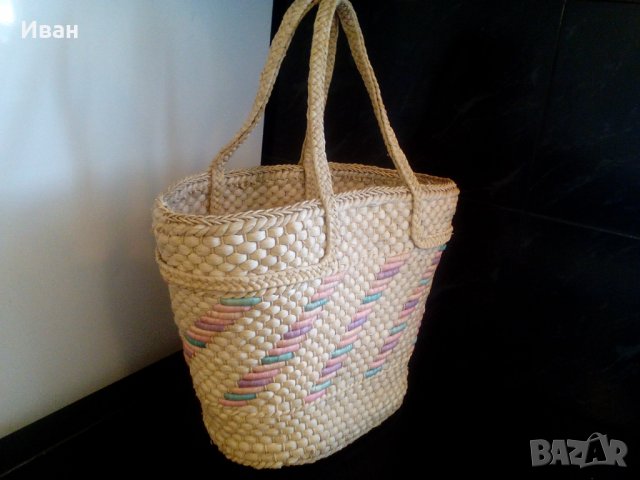 Стилна плетена чанта тип кошница , снимка 2 - Чанти - 29336033