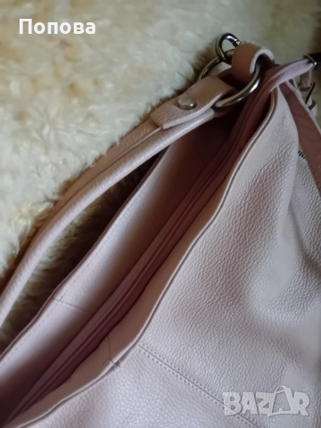 Голяма италианска розова чанта от естествена кожа , снимка 5 - Чанти - 52219310