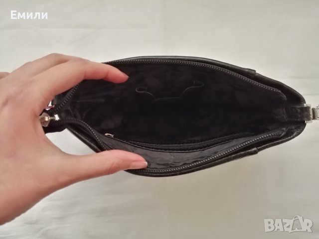 Подарък при поръчка над 25 лв - belsac дамска кожена чанта за рамо в черен цвят, снимка 12 - Чанти - 44340663