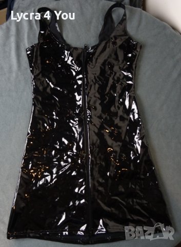Noir Handmade M/L нова лачена/винил къса рокля с цип отпред, снимка 11 - Рокли - 42486927