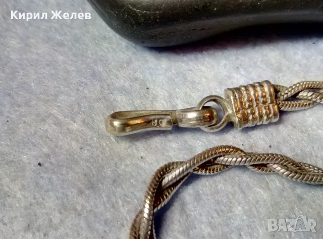 РЕТРО АРТ ПЛЕТКА СРЕБЪРНА ГРИВНА СРЕБРО ВИСОКА ПРОБА с ЩЕМПЕЛ на БИЖУТЕРА Стара РЪЧНА РАБОТА 48642, снимка 4 - Антикварни и старинни предмети - 48492812