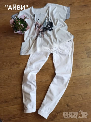 Дамски маркови  дънки и топ, снимка 4 - Дънки - 50861125