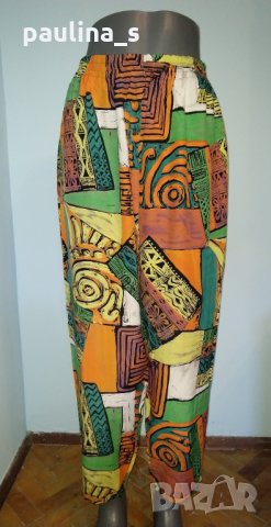 Висока талия / Дамски пъстър панталон / голям размер 