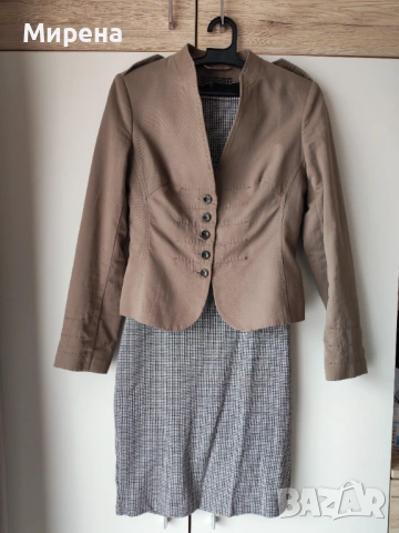 Вталена рокля Mango и късо сако KENSOL, пасващи си идеално, размер S, снимка 5 - Рокли - 53283820