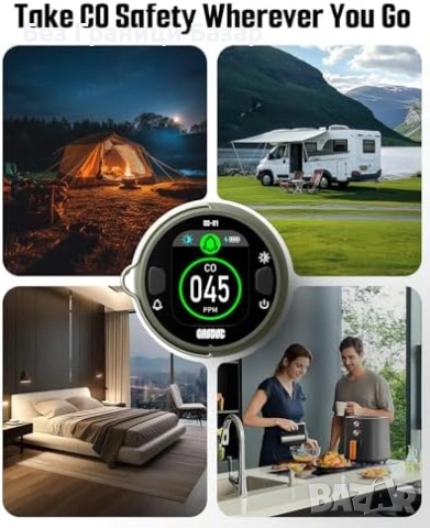 Нов Детектор за въглероден оксид CO аларма с магнитно закрепване и презареждаема батерия, снимка 8 - Друга електроника - 54226722
