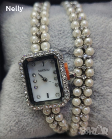 Дамски часовник комплект с гривна бял/сребрист, снимка 3 - Гривна - 44326895