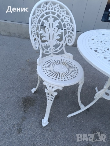 маса и два стола лят алумин 1302545, снимка 2 - Градински мебели, декорация  - 51467997