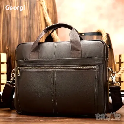 Мъжка кожена бизнес чанта (Функционално/елегантно куфарче за лаптоп 15) Естествена кожа!, снимка 2 - Чанти - 49379947